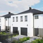 Wizualizacja projektu domów na sprzedaż w Głogowie – nowoczesna zabudowa mieszkaniowa z garażami