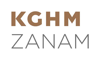 Logo KGHM ZANAM w brązowo-szarej kolorystyce